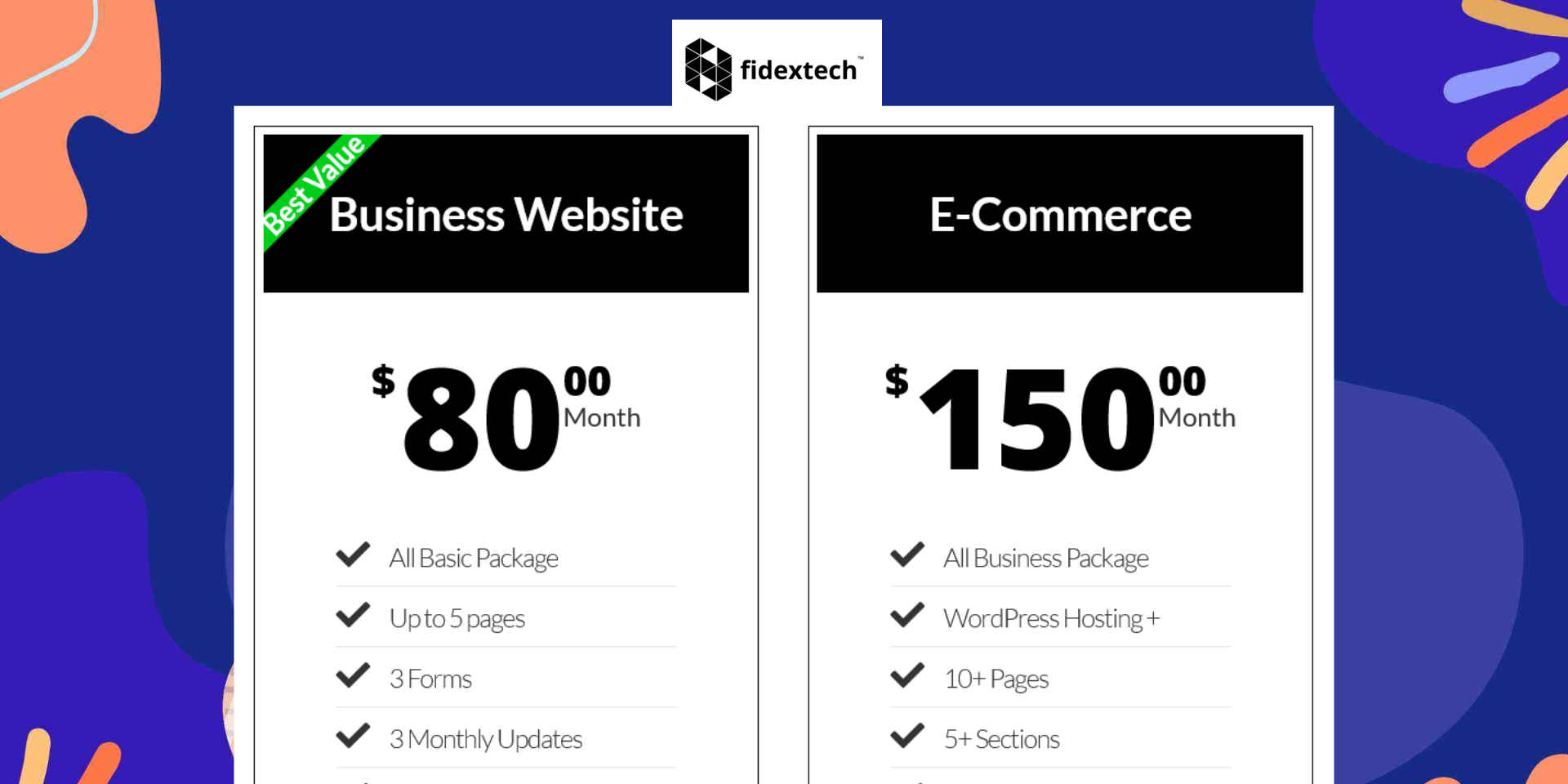 Fidextech Net 30: Unique Business Website Design on Credit